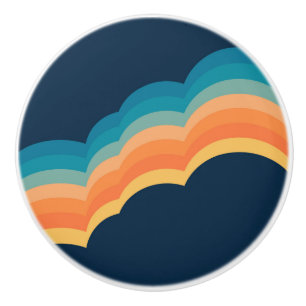 Bouton De Porte En Céramique Design coloré de style rétro nuages