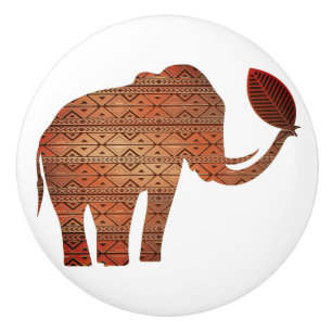 Bouton De Porte En Céramique Design d'art tribal des éléphants