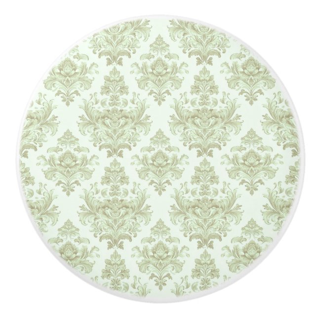 Bouton De Porte En Céramique Design de défilement vert doux (Devant)