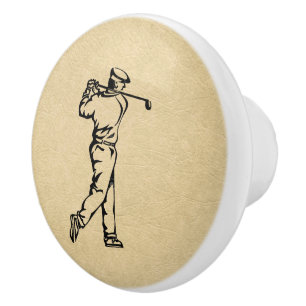 Bouton De Porte En Céramique Design de golf en cuir tanné