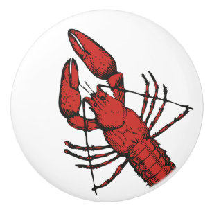 Bouton De Porte En Céramique Design de homard rouge de style vintage