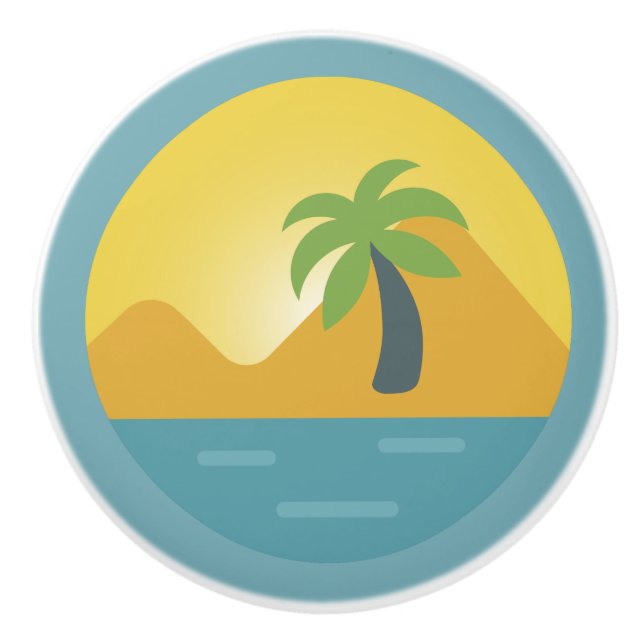 Bouton De Porte En Céramique Design de vie côtière, Palmiers (Devant)