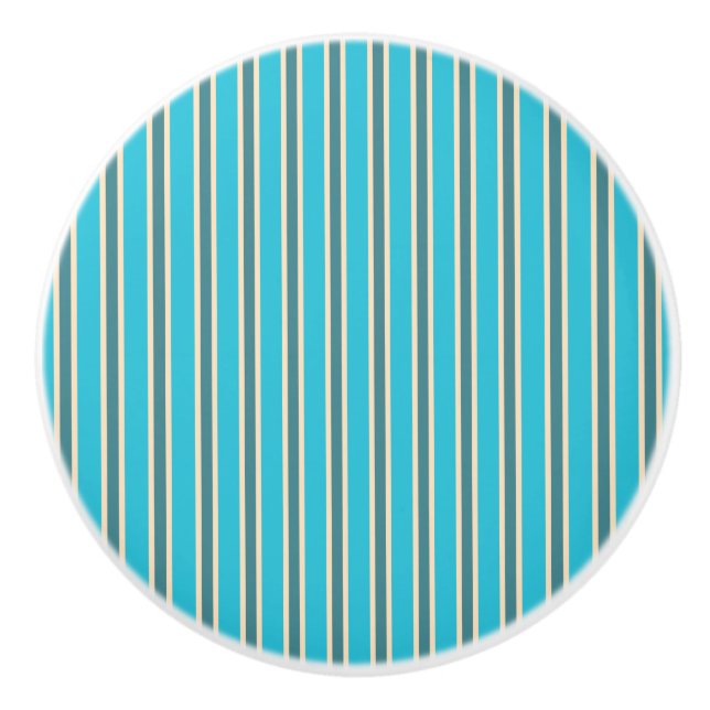 Bouton De Porte En Céramique Design en bande turquoise - Bouton de tiroir (Devant)