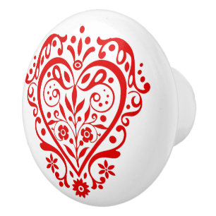 Bouton De Porte En Céramique Design graphique Red Heart