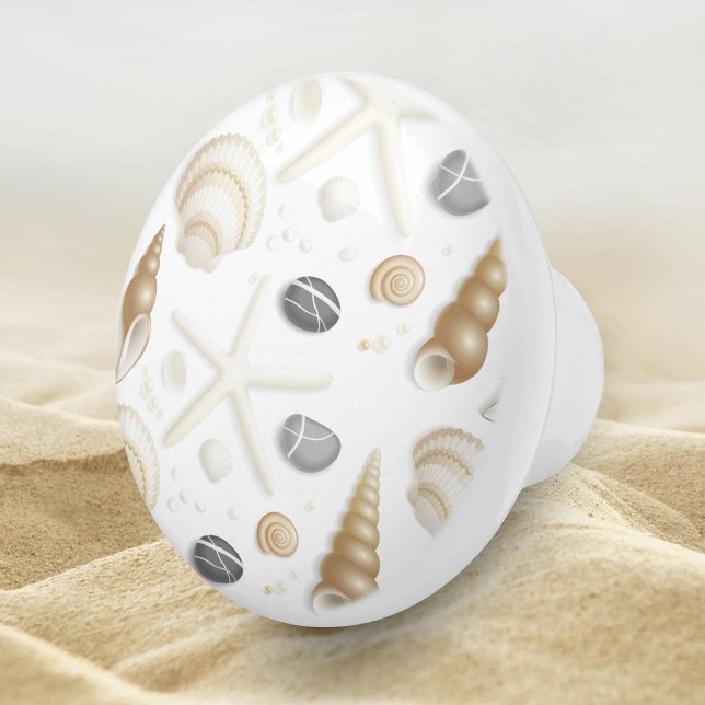 Bouton De Porte En Céramique Design Motif Beach Seashell (Créateur téléchargé)