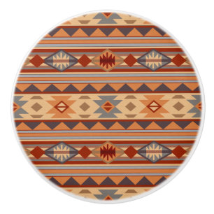 Bouton De Porte En Céramique Design Motif Sud-Ouest Tan