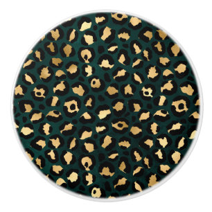 Bouton De Porte En Céramique Design turquoise et Gold Leopard Series 1