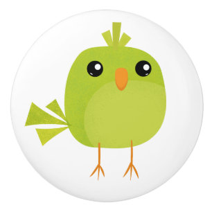 Bouton De Porte En Céramique Dessin animé d'oiseau vert  