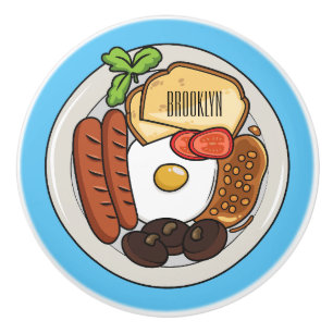 Bouton De Porte En Céramique dessin animé du petit-déjeuner anglais