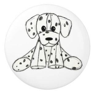 Bouton De Porte En Céramique Dessin simple de contour de chien en peluche dalma