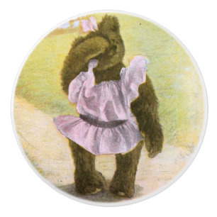 Bouton De Porte En Céramique Dessin vintage : Nounours et un puits