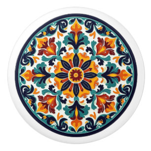 Bouton De Porte En Céramique Détail Mexicaine Talavera Floral Ceramic Knob