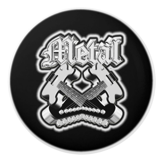 Bouton De Porte En Céramique Deux guitares (Devant)