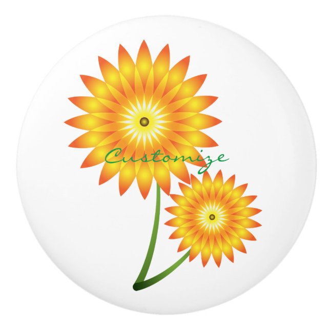 Bouton De Porte En Céramique Deux Plantes de tournesol Thunder_Cove (Devant)