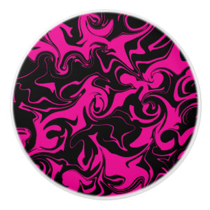 Bouton De Porte En Céramique Déversement - Magenta et Noir