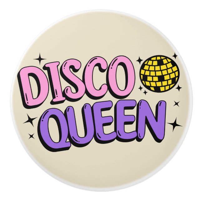 Bouton De Porte En Céramique Disco queen (Devant)