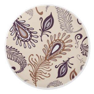 Bouton De Porte En Céramique Divers motif de plume