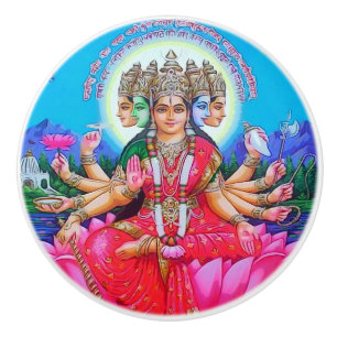 Bouton De Porte En Céramique Divinité de Gayatri Devi Veda Mata de déesse