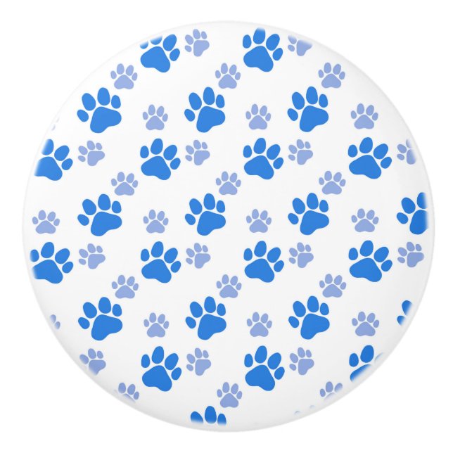 Bouton De Porte En Céramique Dog Paw Print Simple Animal Lover Cute Puppies (Devant)