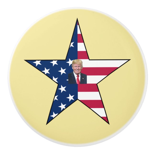 Bouton De Porte En Céramique Donald J. Trump~ Président~ Drapeau US~ Étoile ~ M (Devant)
