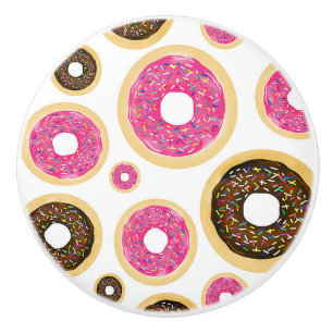 Bouton De Porte En Céramique Donuts Moderne Amusant Mignon Rose Et Marron Sprin