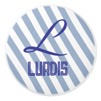 Bouton De Porte En Céramique Door Knob Blue & White Stripe