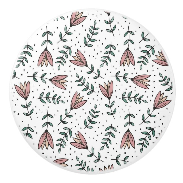 Bouton De Porte En Céramique Door Knob Floral  (Devant)