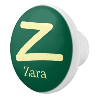 Bouton De Porte En Céramique Door Knob Green Monogram