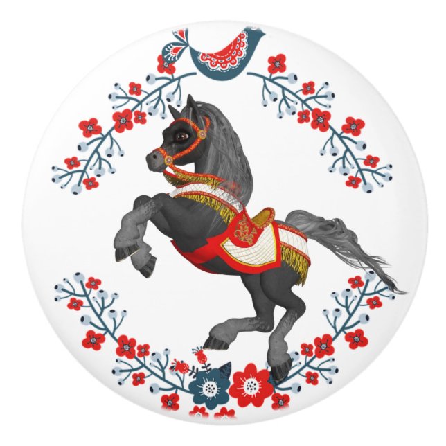 Bouton De Porte En Céramique Door Knob Horse (Devant)