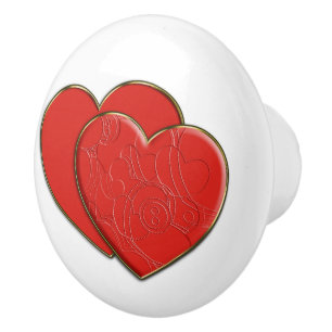 Bouton De Porte En Céramique Double Coeurs dans l'amour + votre backgr. & idées
