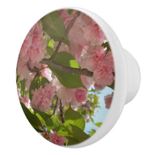 Bouton De Porte En Céramique Double floraison cerisier III printemps fleuri