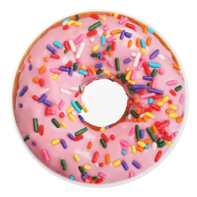 Bouton De Porte En Céramique Doughnut rose 2 molette (Devant)