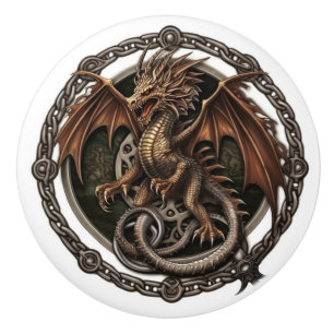 Bouton De Porte En Céramique Dragon celtique