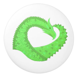 Bouton De Porte En Céramique Dragon de coeur vert citron blanc
