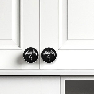 Bouton De Porte En Céramique Dragon tribal celtique noir blanc
