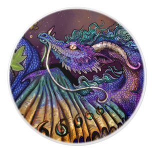 Bouton De Porte En Céramique Dragon violet