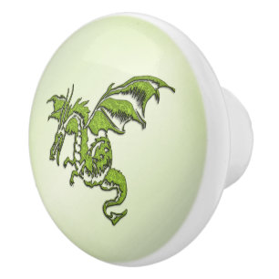 Bouton De Porte En Céramique Dragon Volant Vert