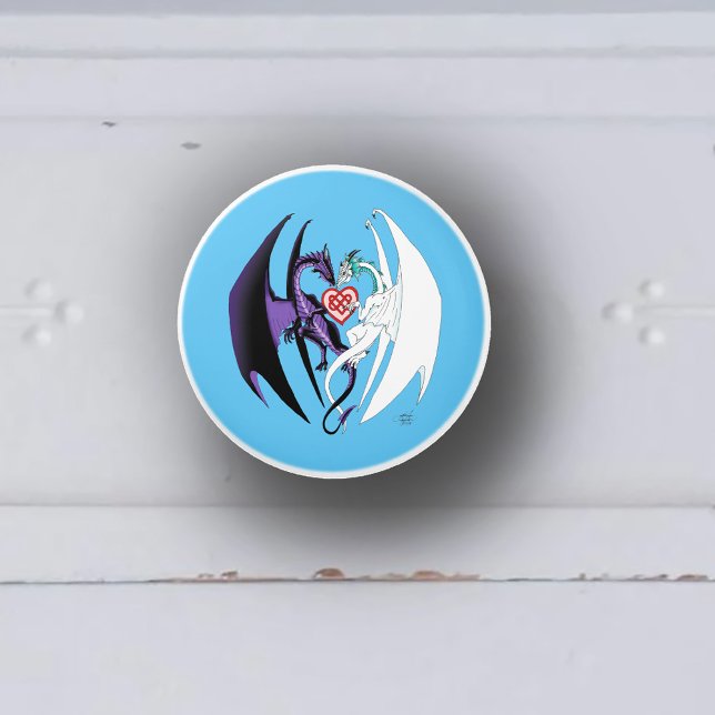 Bouton De Porte En Céramique Dragons Love Heart Blue (Créateur téléchargé)
