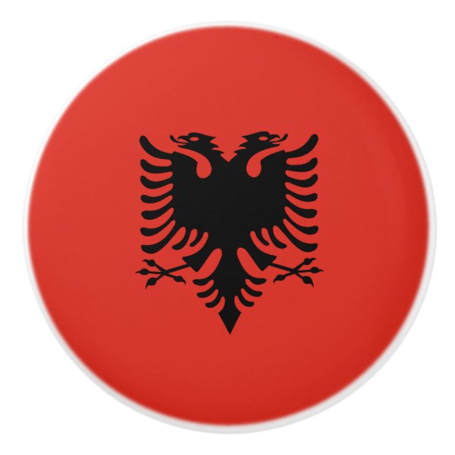 Bouton De Porte En Céramique Drapeau albanais (Devant)