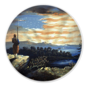 Bouton De Porte En Céramique Drapeau américain céleste dans le ciel, Zouave Gue