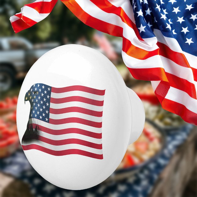 Bouton De Porte En Céramique Drapeau américain et aigle (Créateur téléchargé)