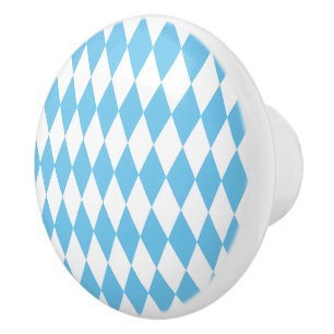 Bouton De Porte En Céramique Drapeau bleu et blanc Bavière Rhombus Motif