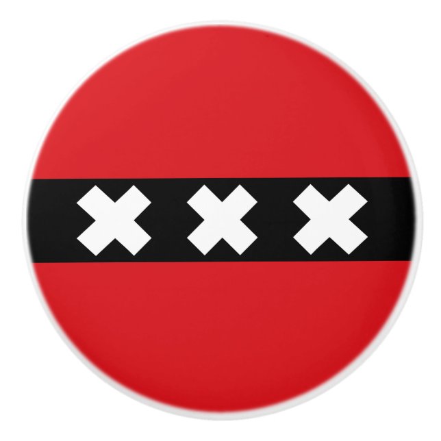 Bouton De Porte En Céramique Drapeau d'Amsterdam (Devant)