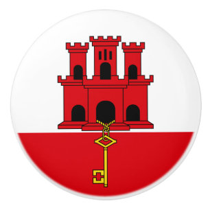 Bouton De Porte En Céramique Drapeau de Gibraltar