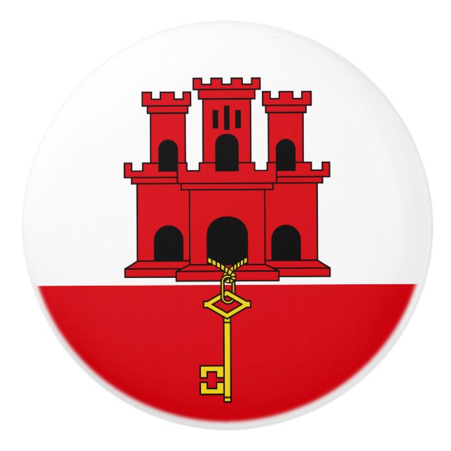 Bouton De Porte En Céramique Drapeau de Gibraltar (Devant)