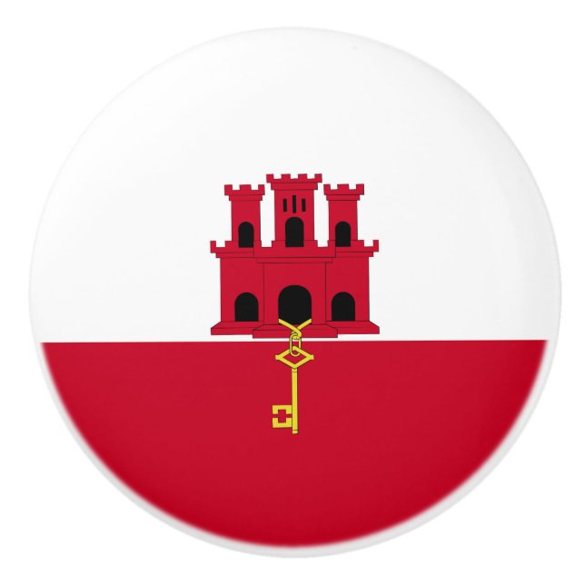 Bouton De Porte En Céramique Drapeau de Gibraltar (Devant)
