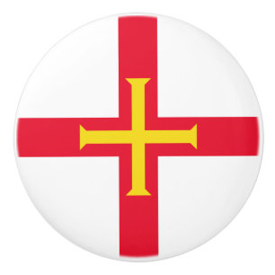 Bouton De Porte En Céramique Drapeau de Guernesey