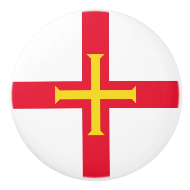 Bouton De Porte En Céramique Drapeau de Guernesey (Devant)