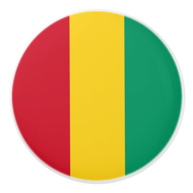 Bouton De Porte En Céramique Drapeau de la Guinée (Devant)