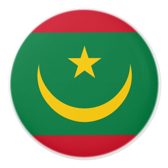 Bouton De Porte En Céramique Drapeau de la Mauritanie (Devant)